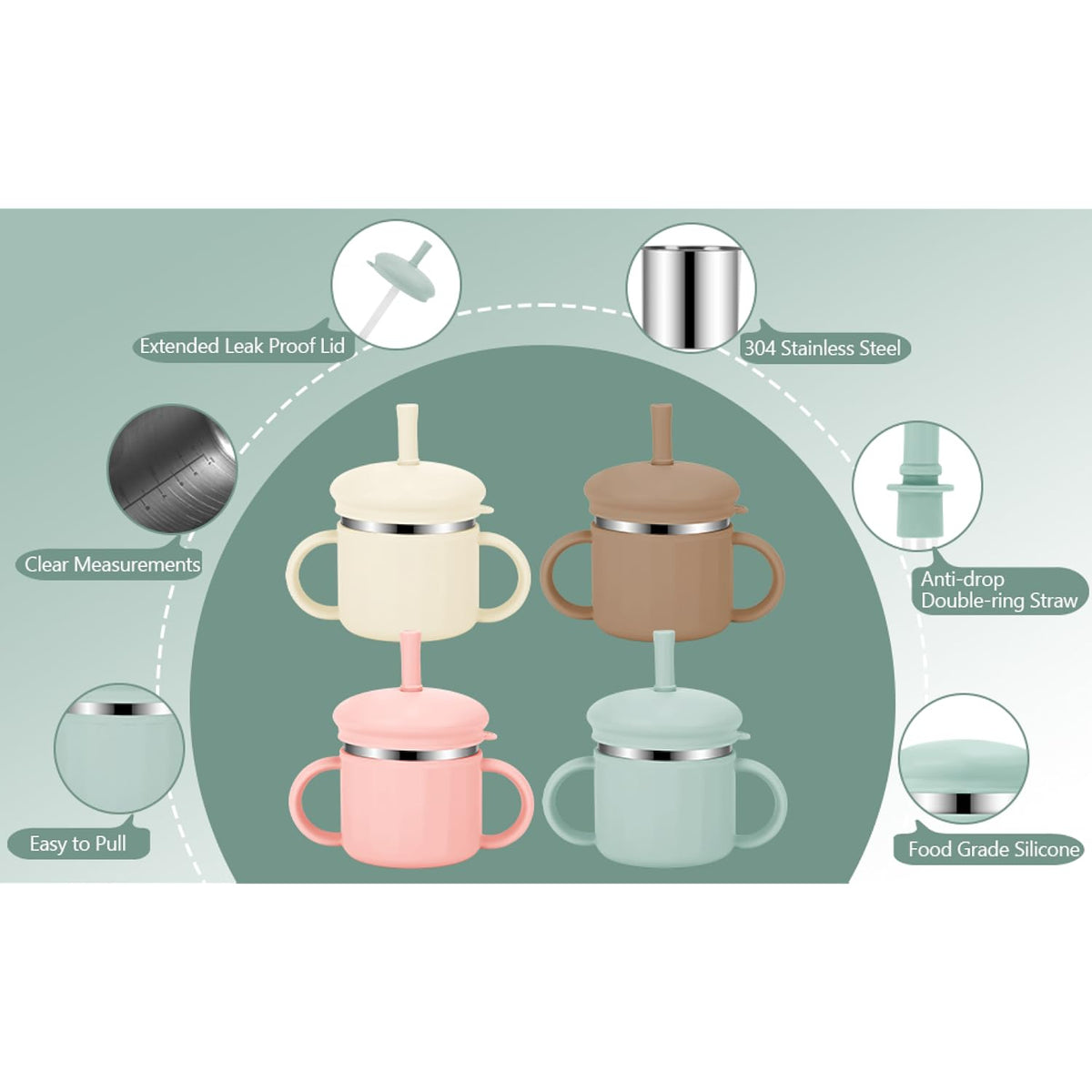 Upgrade Stainless Steel Baby Sippy Cups