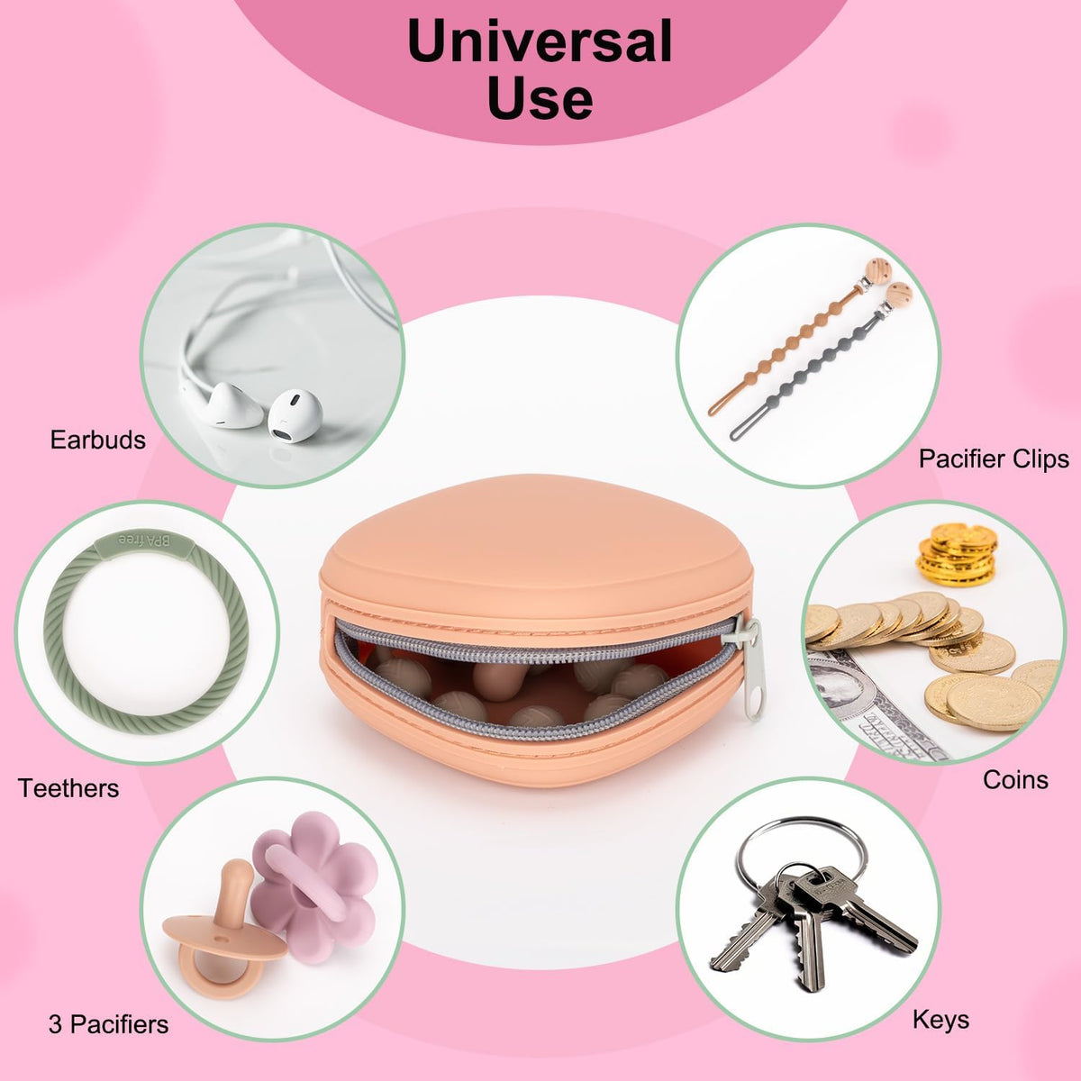 2 Pack Silicone Pacifier Holder Case