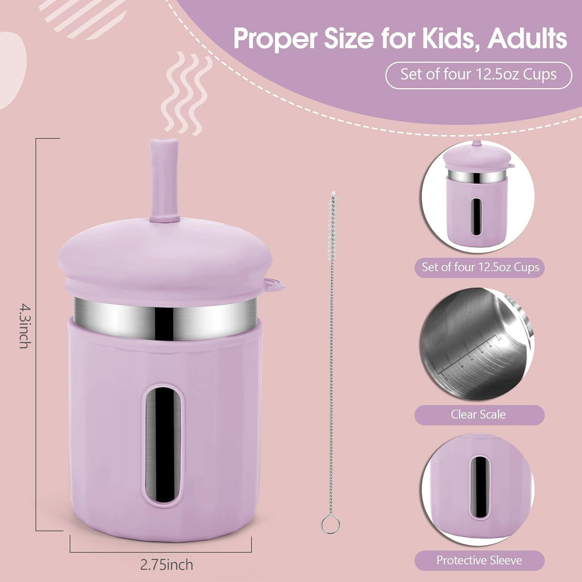 Kids Cups with Straws and Lids