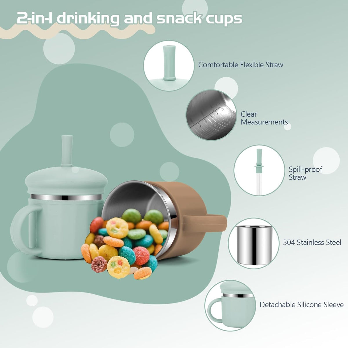 Upgrade Stainless Steel Baby Sippy Cups