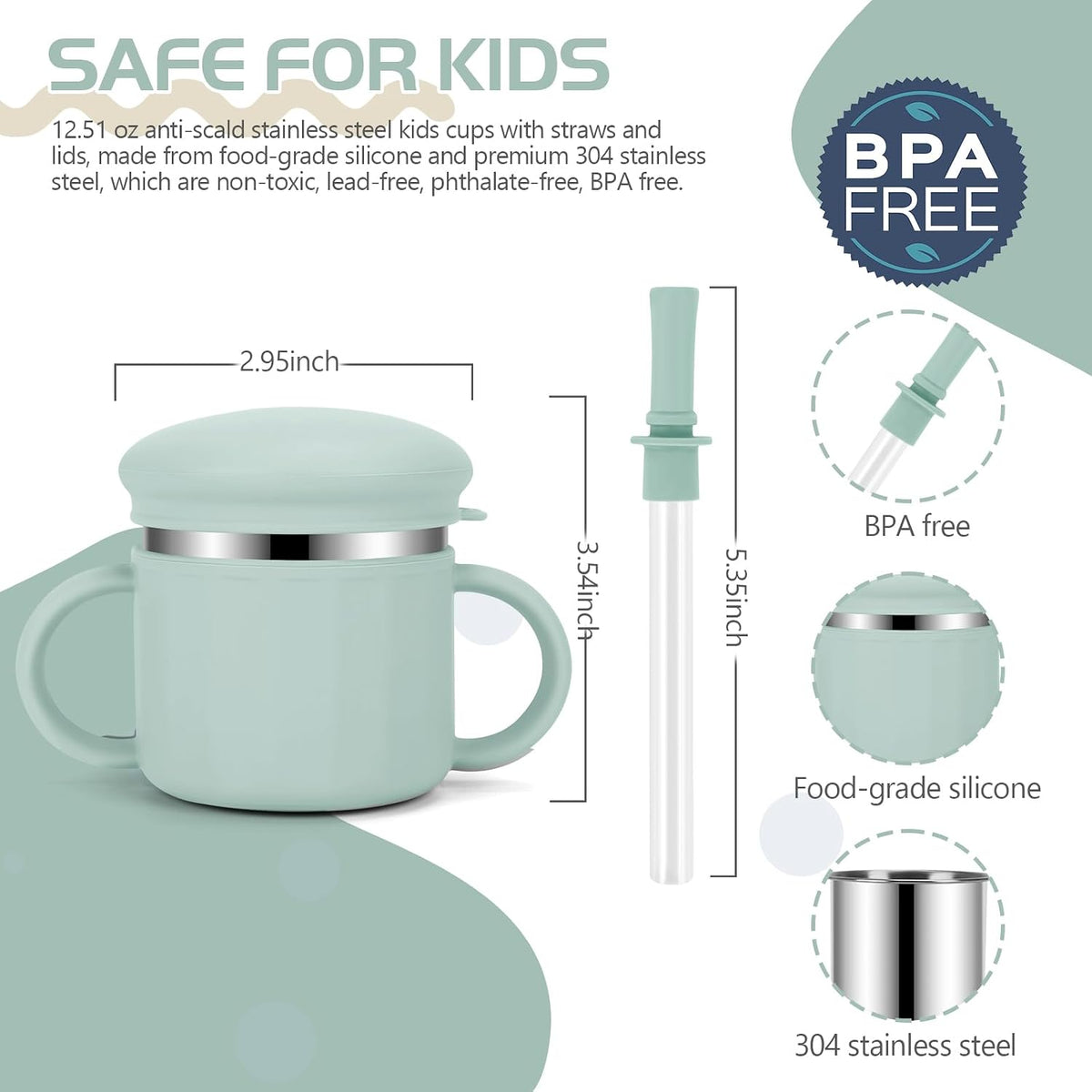 Upgrade Stainless Steel Baby Sippy Cups