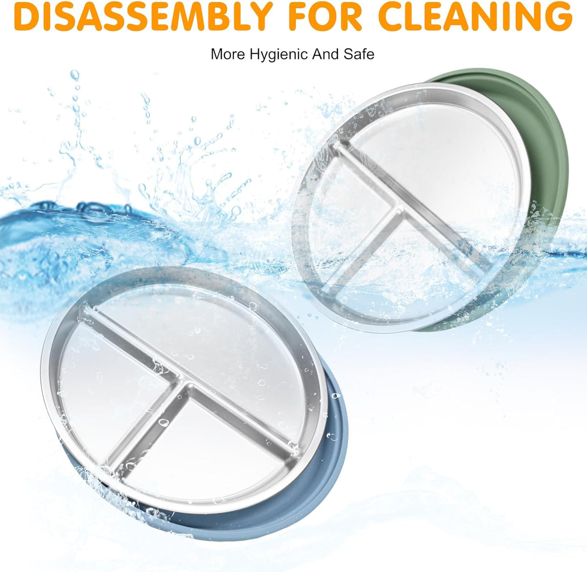 Stainless Steel Toddler Plates with Suction, 4 Pack