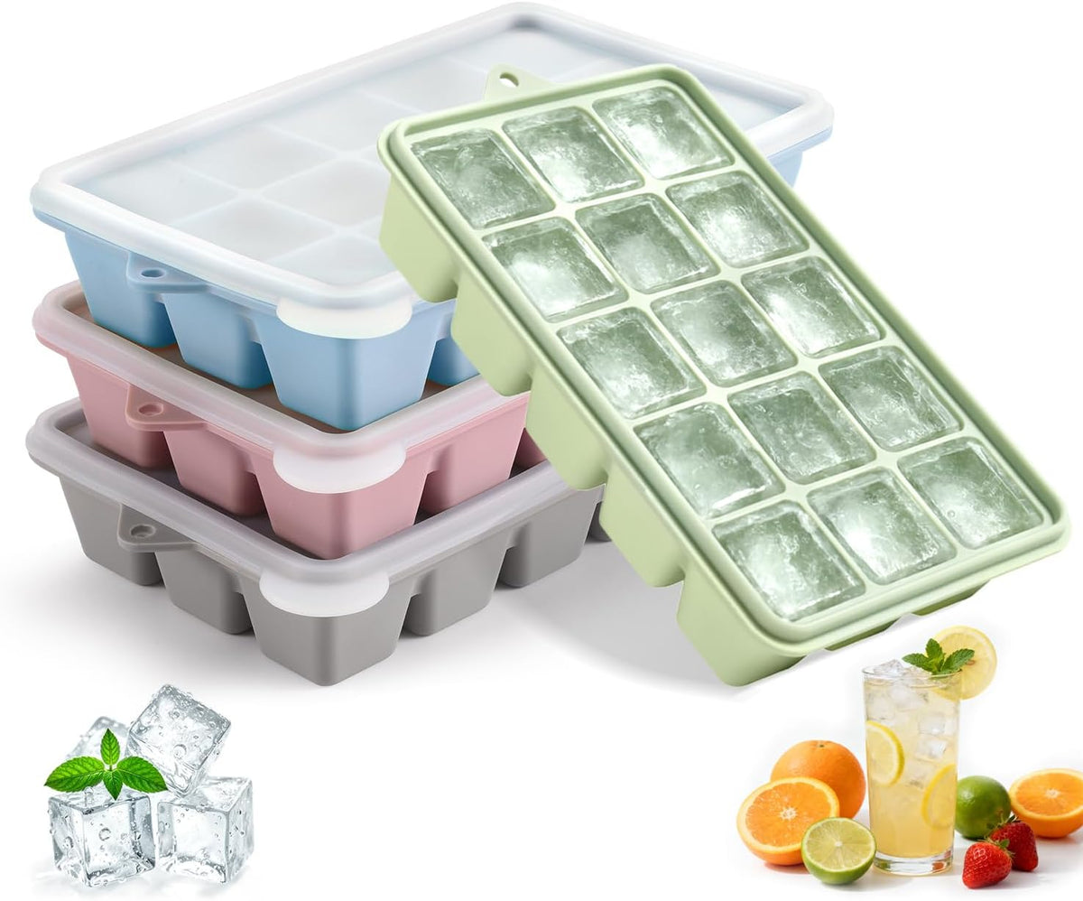 Silicone Ice Cube Trays with Lid, Set of 4 for OEM wholesale orders