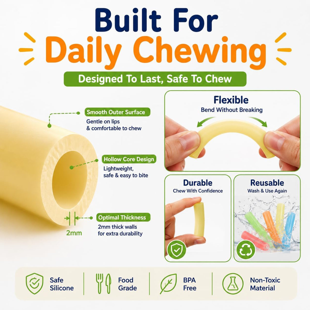 Silicone Chewable Pencil Toppers, 20 Pack,