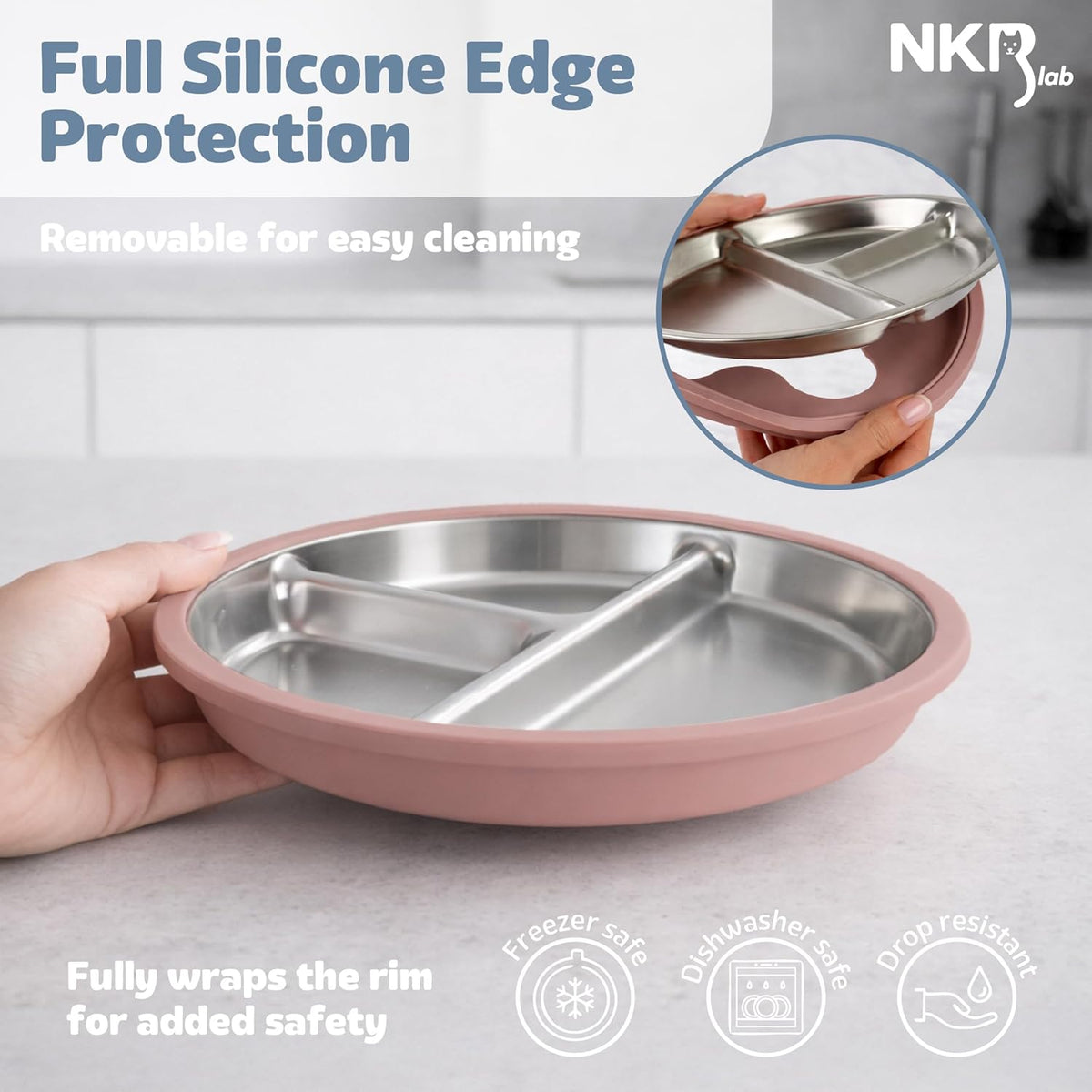 Stainless Steel Toddler Plates with Suction – 4 Pack