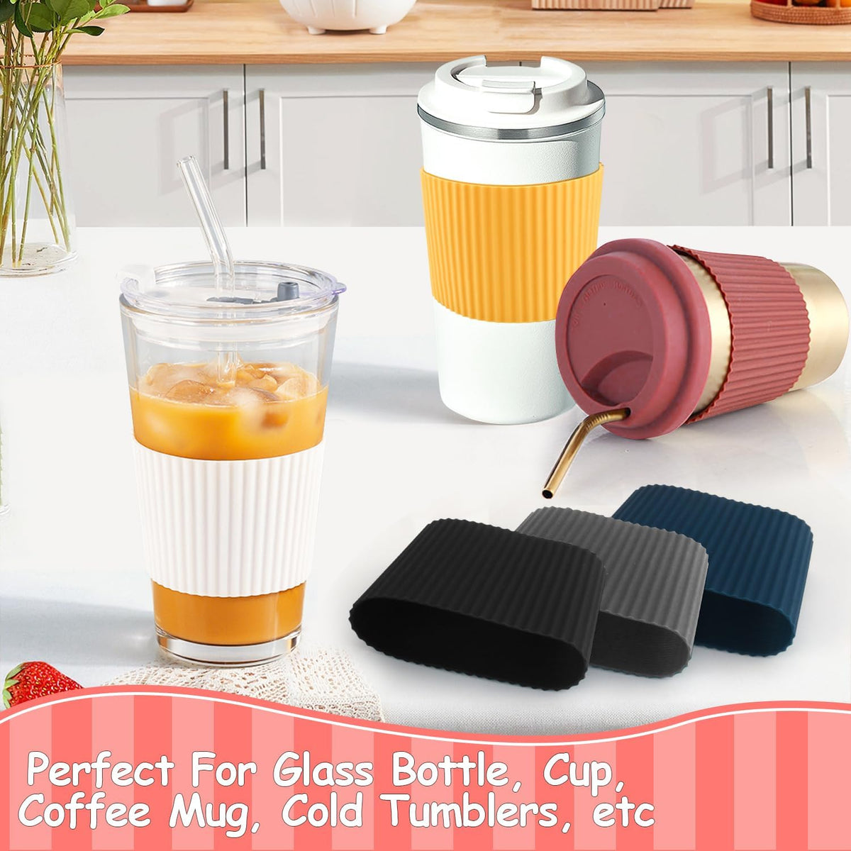 6 Pack Silicone Cup Sleeve Heat Resistant Coffee