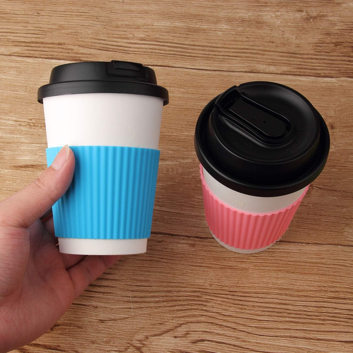 Silicone Nonslip Coffee Cup Sleeves – 5 Pack – product detail 4