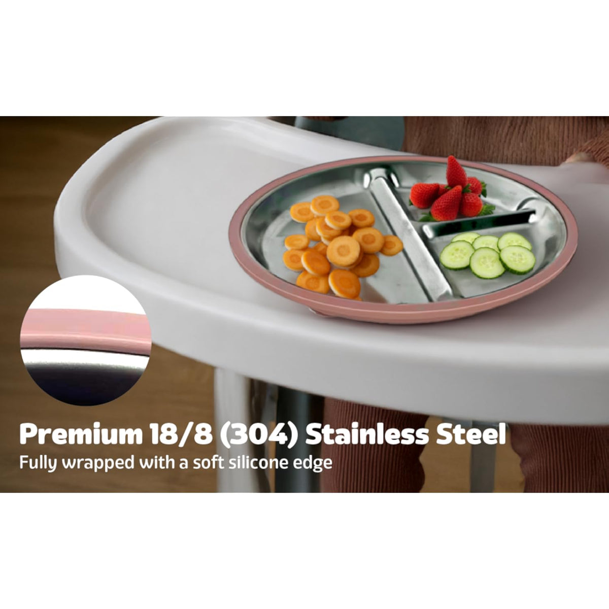 Stainless Steel Toddler Plates with Suction – 4 Pack