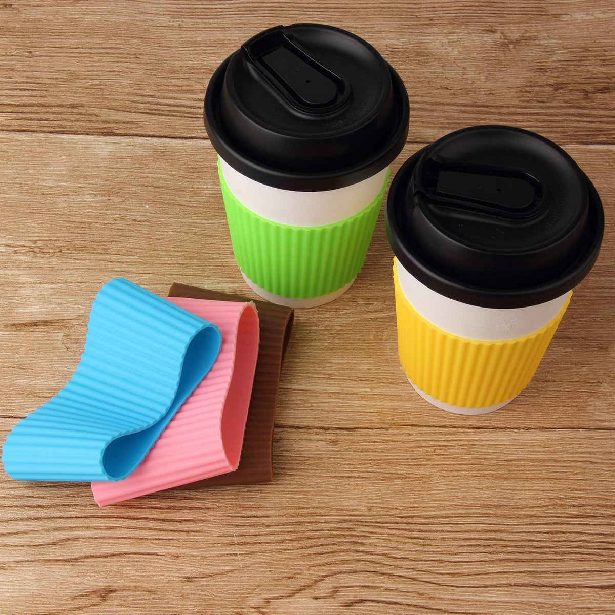 Silicone Nonslip Coffee Cup Sleeves – 5 Pack – product detail 5