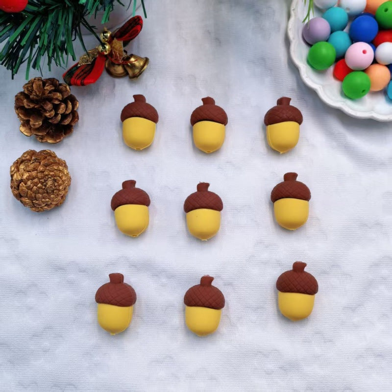 Hot selling new product 3D adhesive mold acorn shaped silicone cartoon beads