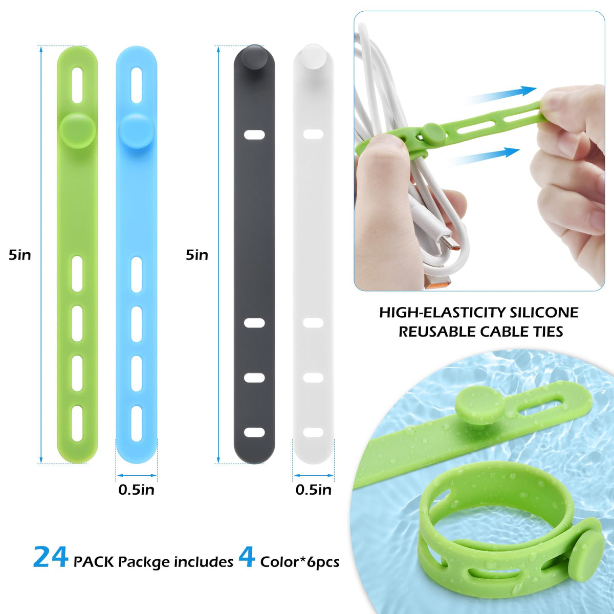 Reusable Silicone Cable Ties